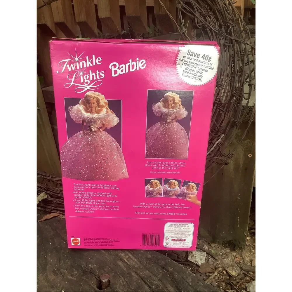 Vintage 1993 Twinkle Lights Barbie 10390 NRFB Solid Box Rare Light Up Glow Dress